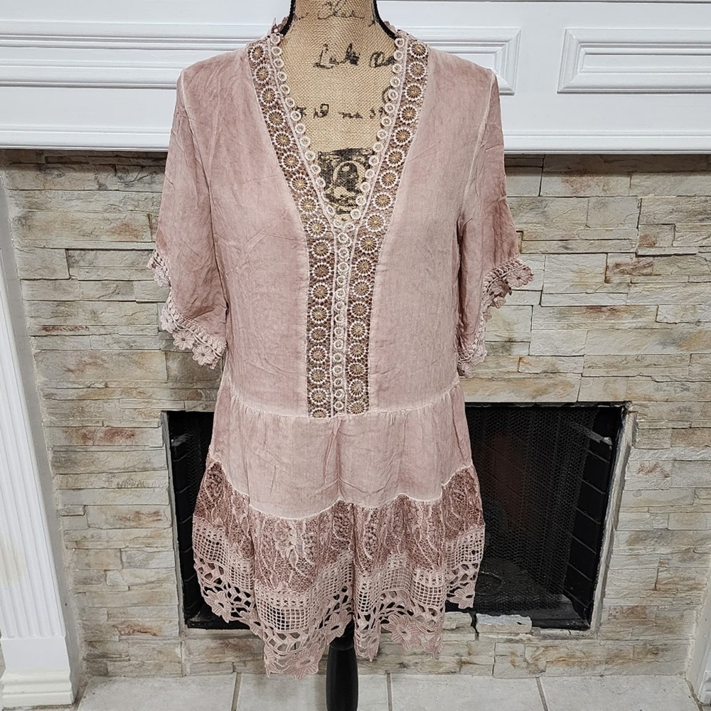 Boston Proper embroidered lace boho flapper style gorgeous dress size medium